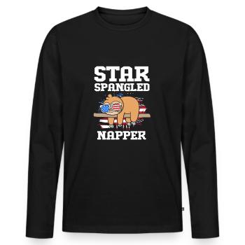 Sloth, laziness, lazy, morning grouch - Men's Premium Organic Long Sleeve Shirt - black - Front - Nico (187cm)
