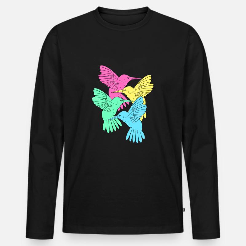 Kolibri - Männer Premium Bio Langarmshirt - Schwarz