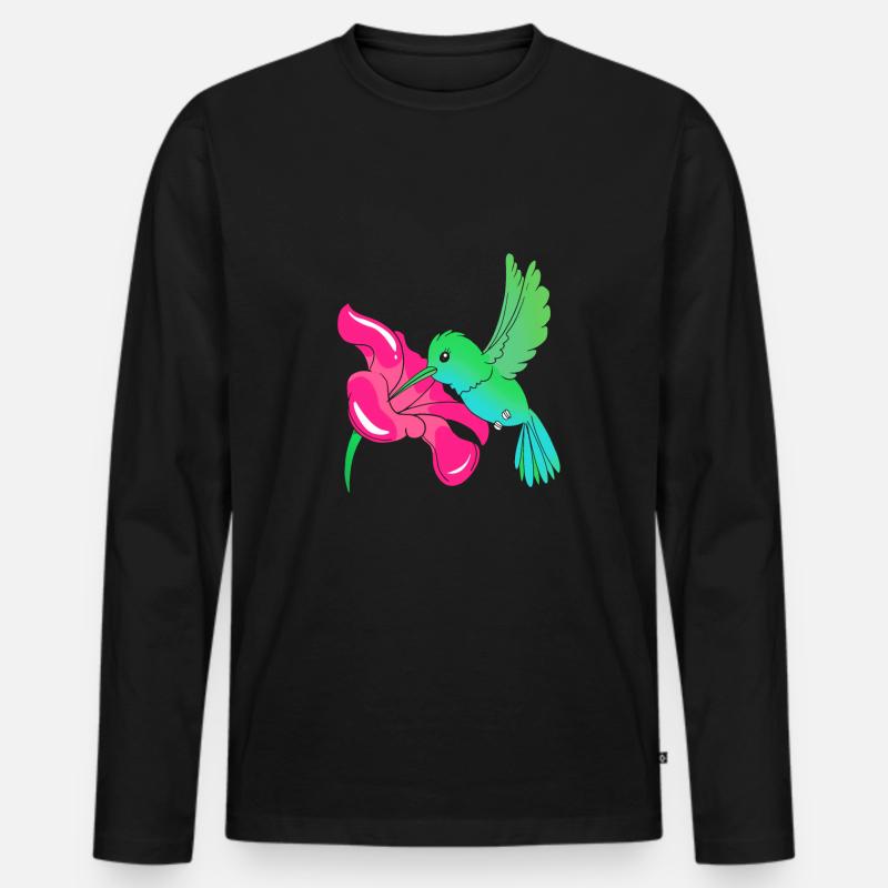 Kolibri - Männer Premium Bio Langarmshirt - Schwarz