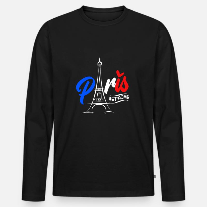 Frankreich - Männer Premium Bio Langarmshirt - Schwarz