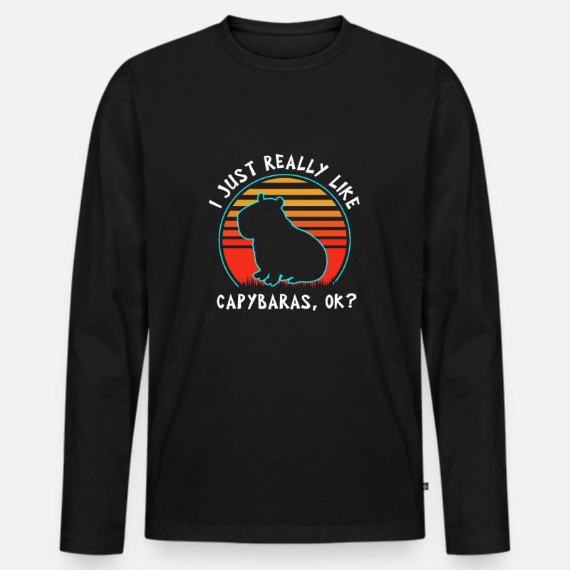 Capybara - Männer Premium Bio Langarmshirt - Schwarz