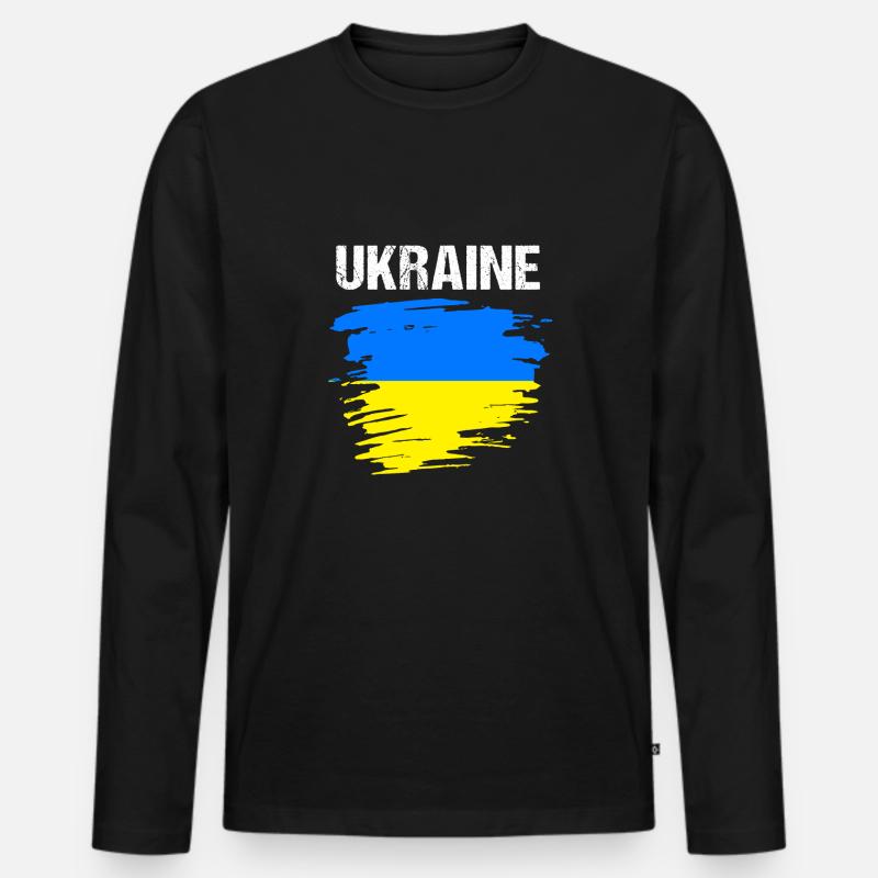 Ukraine - Männer Premium Bio Langarmshirt - Schwarz