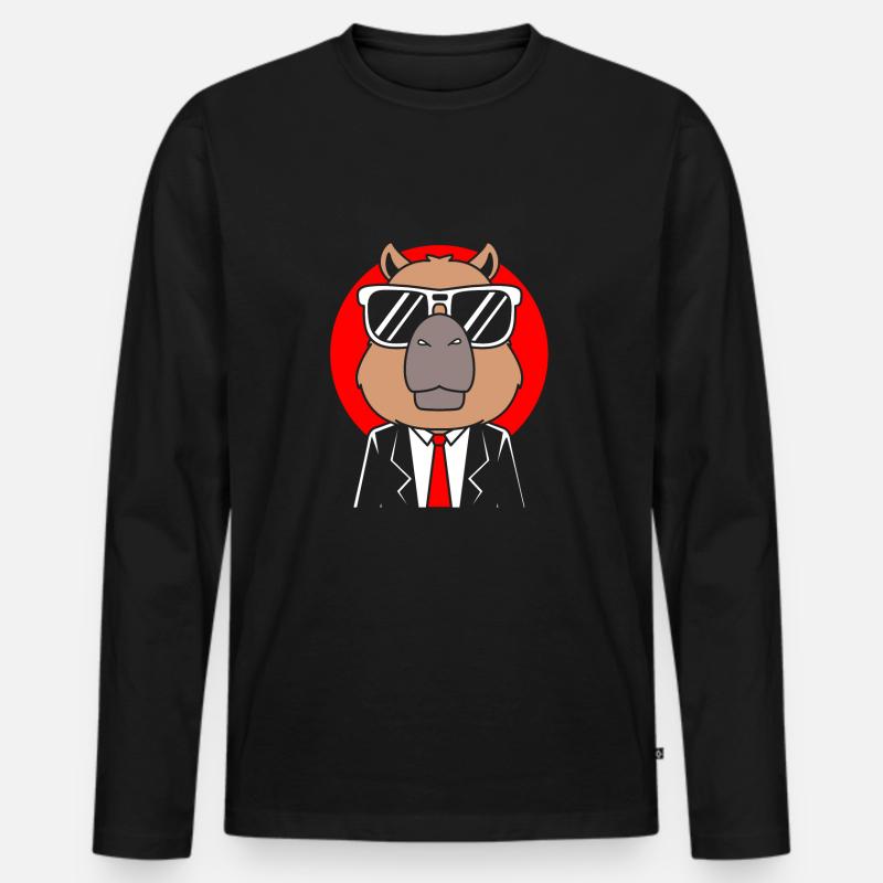 Capybara Gentleman - Männer Premium Bio Langarmshirt - Schwarz