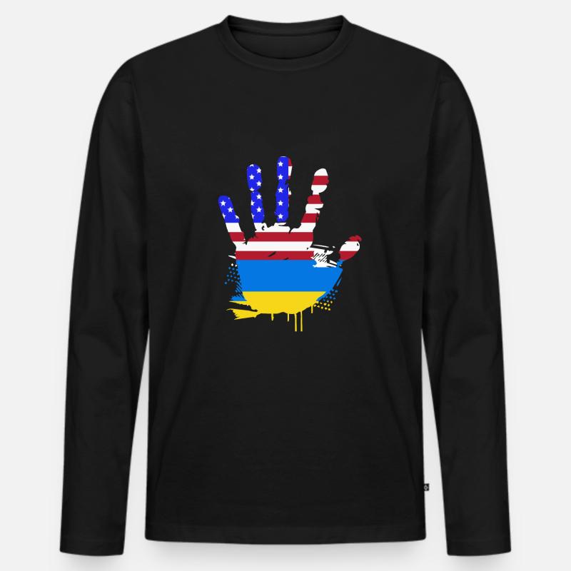 Ukraine - Männer Premium Bio Langarmshirt - Schwarz