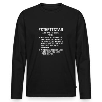 Maquillage esthéticienne - T-shirt manches longues Premium bio Homme - noir - Devant - Nico (187cm)