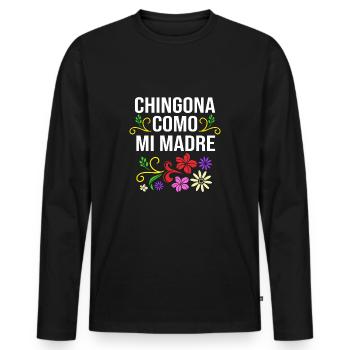 Latina Mutter Latino - Männer Premium Bio Langarmshirt - Schwarz - Vorne - Nico (187cm)