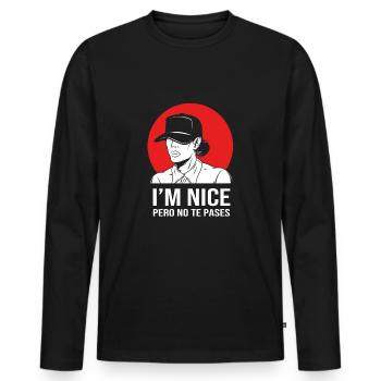 Latina Mutter Latino - Männer Premium Bio Langarmshirt - Schwarz - Vorne - Nico (187cm)