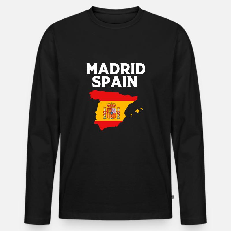 Spanien - Männer Premium Bio Langarmshirt - Schwarz