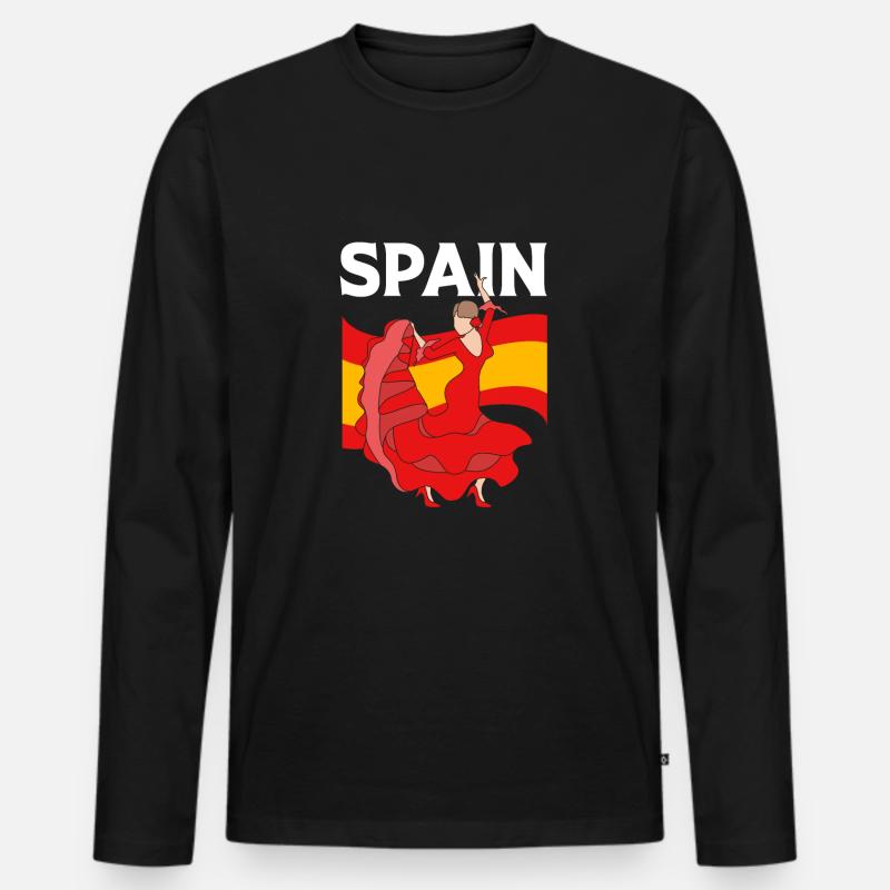 Spanisch Flamenco - Männer Premium Bio Langarmshirt - Schwarz