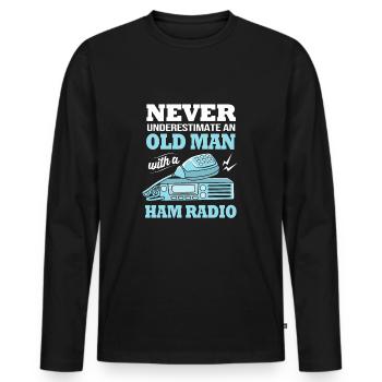Antenne radio amateur - T-shirt manches longues Premium bio Homme - noir - Devant - Nico (187cm)