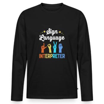 Sign language sign ASL deaf - Men's Premium Organic Long Sleeve Shirt - black - Front - Nico (187cm)