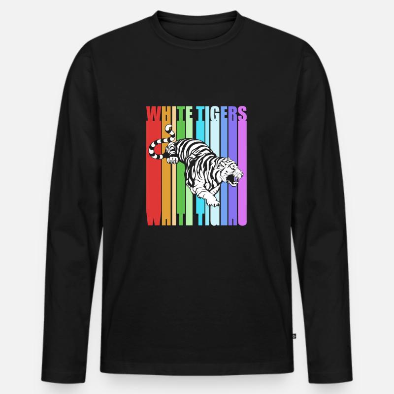 Weißer Tiger - Männer Premium Bio Langarmshirt - Schwarz