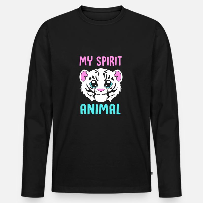 Weißer Tiger - Männer Premium Bio Langarmshirt - Schwarz