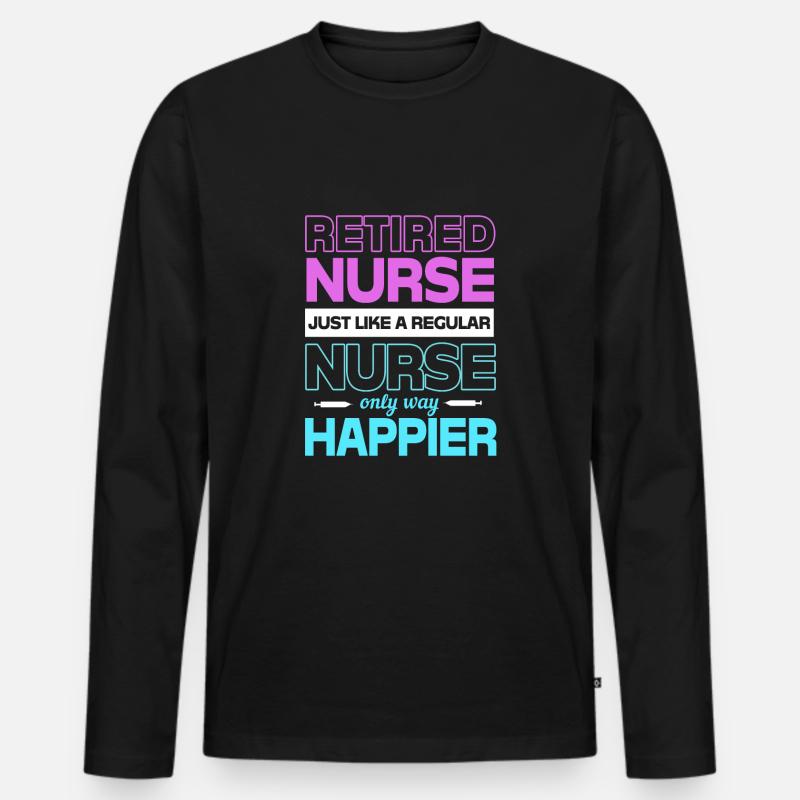 Krankenschwester Rente - Männer Premium Bio Langarmshirt - Schwarz