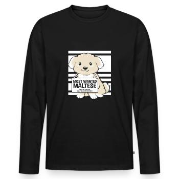 Maltese - Men's Premium Organic Long Sleeve Shirt - black - Front - Nico (187cm)