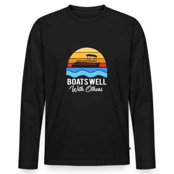 Bateau ponton Bateau Bateaux - T-shirt manches longues Premium bio Homme - noir - Devant - Nico (187cm)