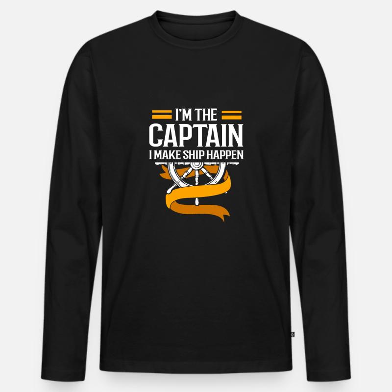 Pontonboot Boot Boote - Männer Premium Bio Langarmshirt - Schwarz