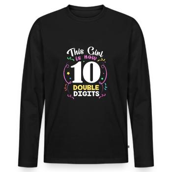 24. Geburtstag Zehn Geburtsjahr Geburtsdatum - Männer Premium Bio Langarmshirt - Schwarz - Vorne - Nico (187cm)