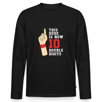 32. Geburtstag Zehn Geburtsjahr Geburtsdatum - Männer Premium Bio Langarmshirt - Schwarz - Vorne - Nico (187cm)