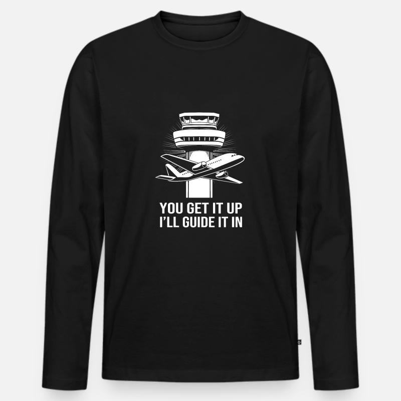 Fluglotse - Männer Premium Bio Langarmshirt - Schwarz