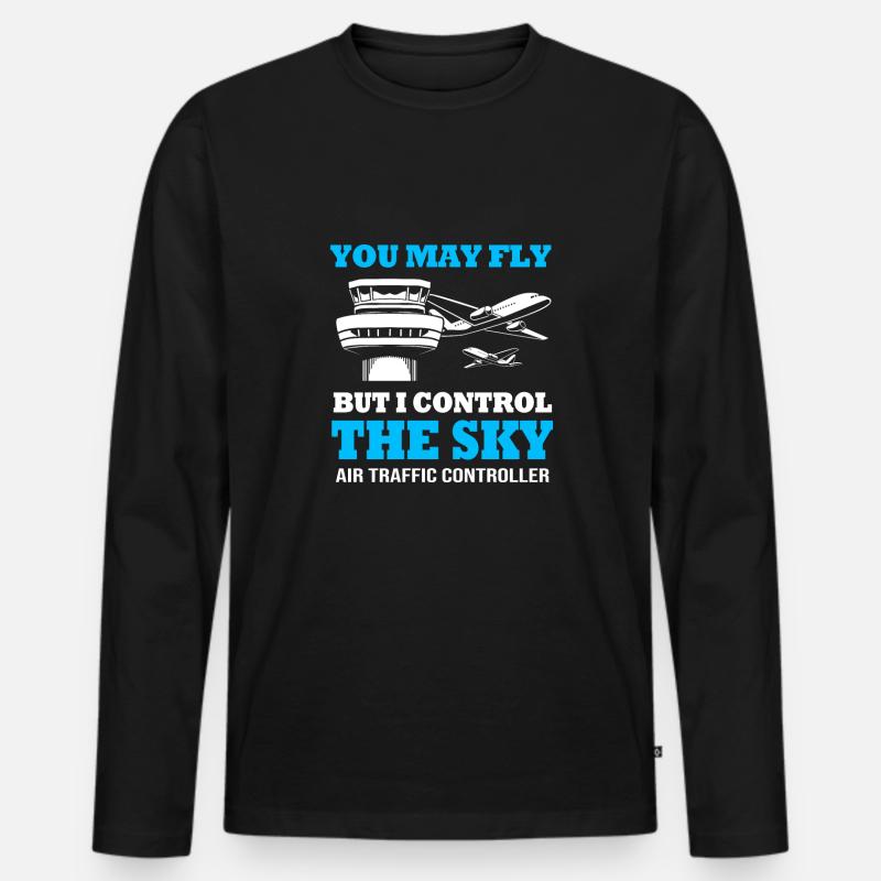 Fluglotse - Männer Premium Bio Langarmshirt - Schwarz