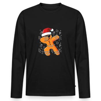 bonhomme en pain d’épice Coeur en pain d’épice Snacking en pain d’épice - T-shirt manches longues Premium bio Homme - noir - Devant - Nico (187cm)