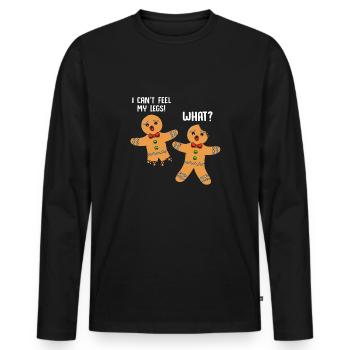 bonhomme en pain d’épice Coeur en pain d’épice Snacking en pain d’épice - T-shirt manches longues Premium bio Homme - noir - Devant - Nico (187cm)