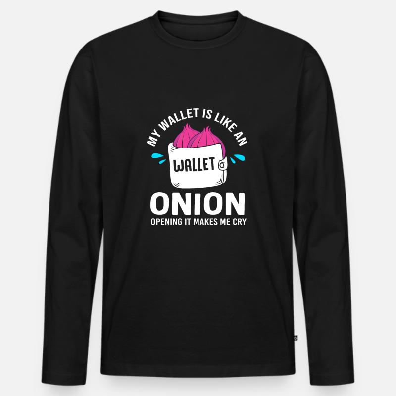 Zwiebel - Männer Premium Bio Langarmshirt - Schwarz