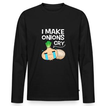Oignon - T-shirt manches longues Premium bio Homme - noir - Devant - Nico (187cm)