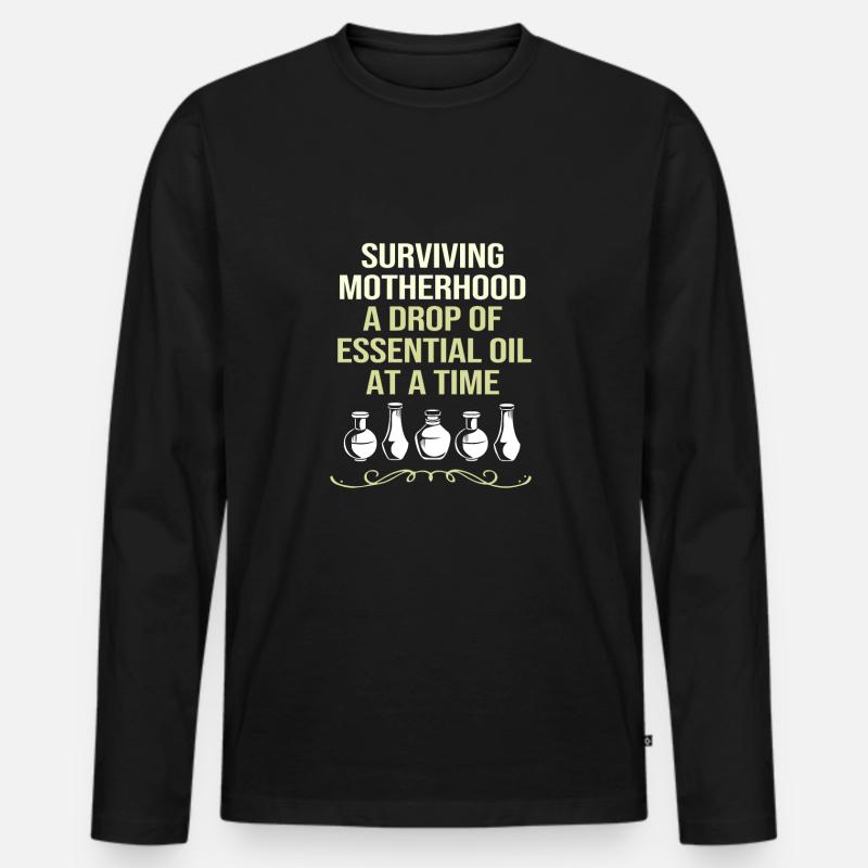 Ätherisches Öl - Männer Premium Bio Langarmshirt - Schwarz