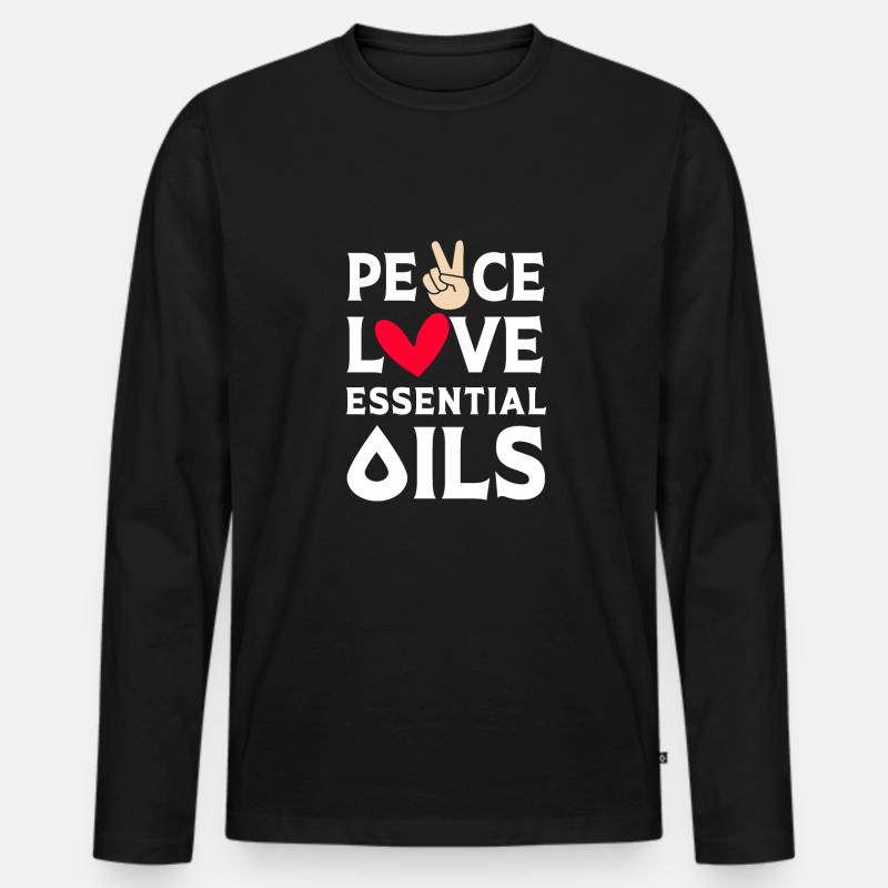 Ätherisches Öl - Männer Premium Bio Langarmshirt - Schwarz