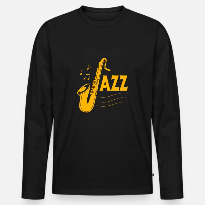 Saxophon Saxophonist - Männer Premium Bio Langarmshirt - Schwarz