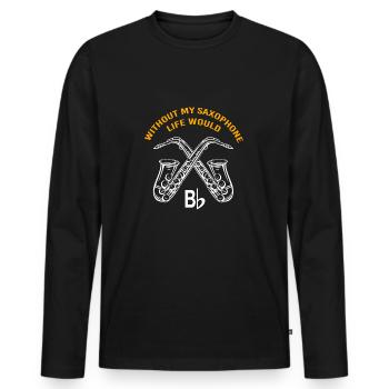 Saxophone Saxophonist - Men's Premium Organic Long Sleeve Shirt - black - Front - Nico (187cm)