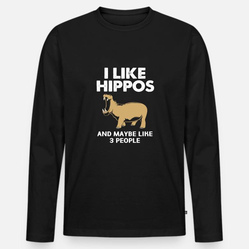Nilpferd - Männer Premium Bio Langarmshirt - Schwarz