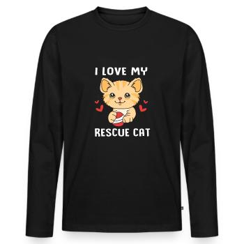 Katzenrettung Tierrechte Tierrettung Tierheim - Männer Premium Bio Langarmshirt - Schwarz - Vorne - Nico (187cm)