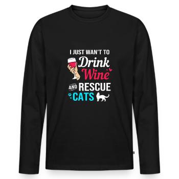 Cat Rescue Animal Rights Animal Rescue Animal Shelter - Men's Premium Organic Long Sleeve Shirt - black - Front - Nico (187cm)