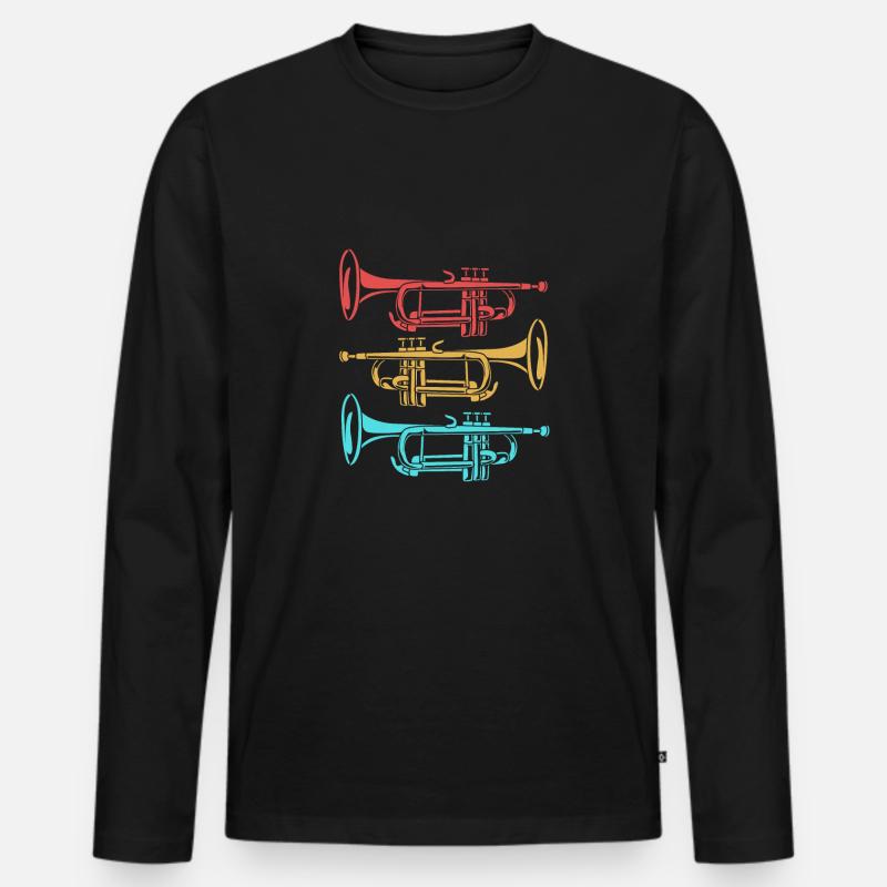 Posaune - Männer Premium Bio Langarmshirt - Schwarz