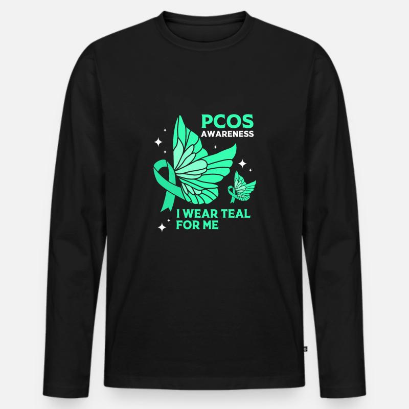 Pcos-Bewusstsein - Männer Premium Bio Langarmshirt - Schwarz