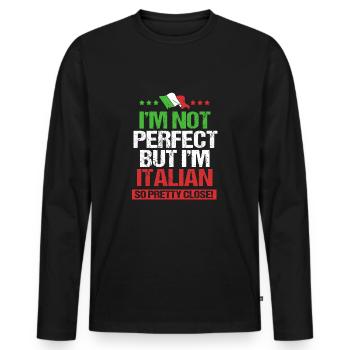 Italian Italia Italy - Men's Premium Organic Long Sleeve Shirt - black - Front - Nico (187cm)