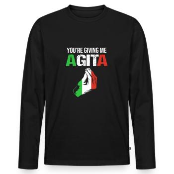 Italien Italie Italie - T-shirt manches longues Premium bio Homme - noir - Devant - Nico (187cm)