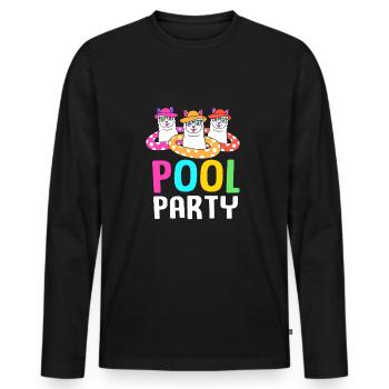Pool Party - Männer Premium Bio Langarmshirt - Schwarz - Vorne - Nico (187cm)