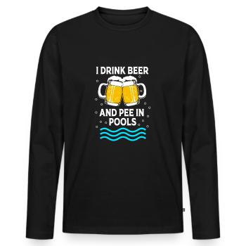 Pool Party - Männer Premium Bio Langarmshirt - Schwarz - Vorne - Nico (187cm)