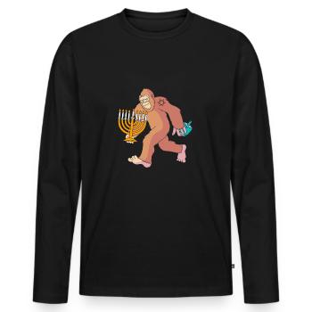 Hanoucca - T-shirt manches longues Premium bio Homme - noir - Devant - Nico (187cm)
