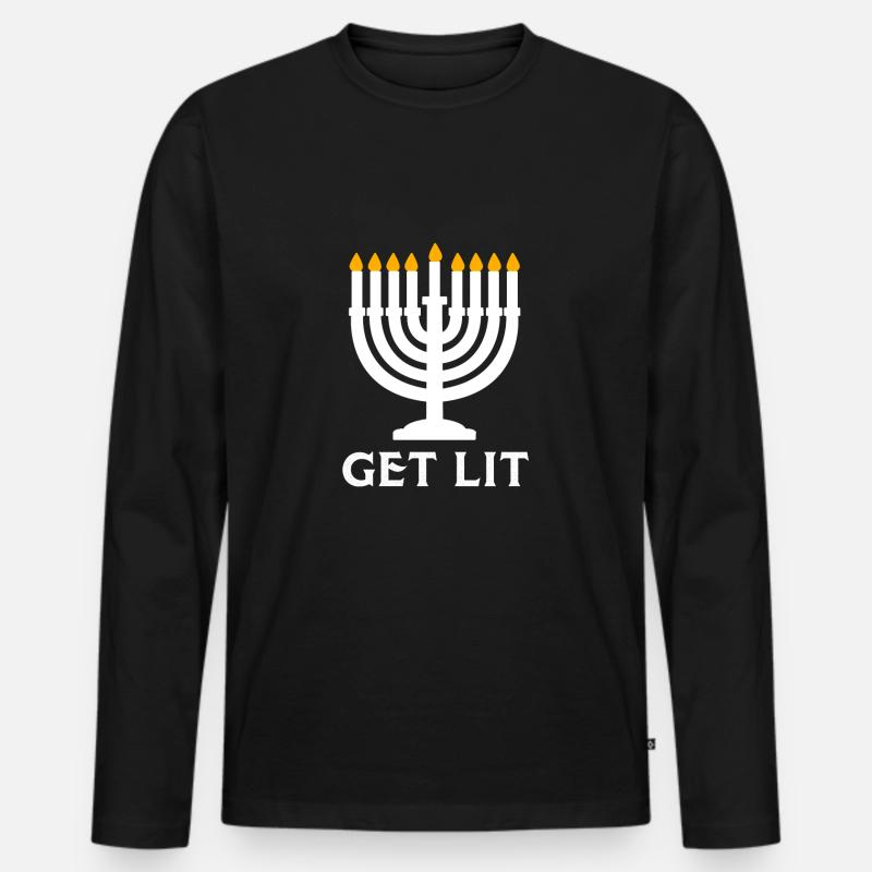 Chanukkah - Männer Premium Bio Langarmshirt - Schwarz