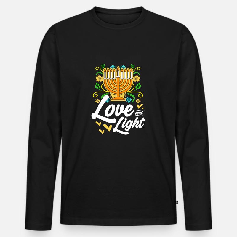 Chanukkah - Männer Premium Bio Langarmshirt - Schwarz
