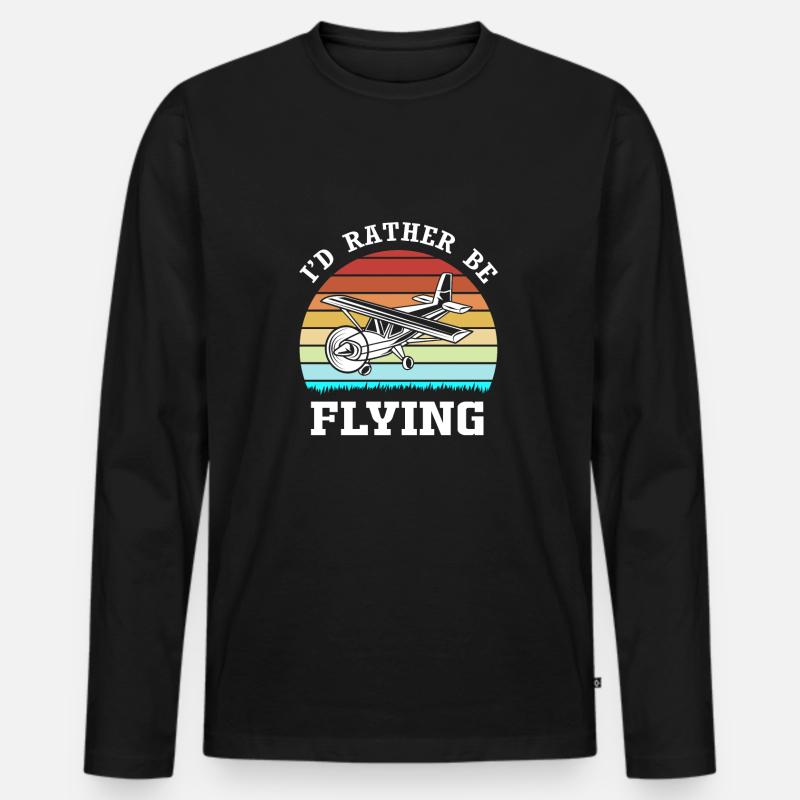 Pilot Flugzeug - Männer Premium Bio Langarmshirt - Schwarz