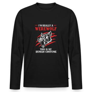 Werwolf - Männer Premium Bio Langarmshirt - Schwarz - Vorne - Nico (187cm)