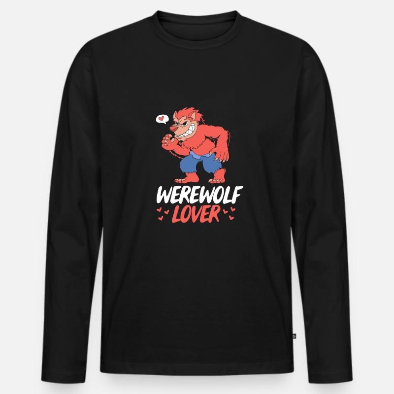 Werwolf - Männer Premium Bio Langarmshirt - Schwarz