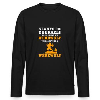 Werwolf - Männer Premium Bio Langarmshirt - Schwarz - Vorne - Nico (187cm)