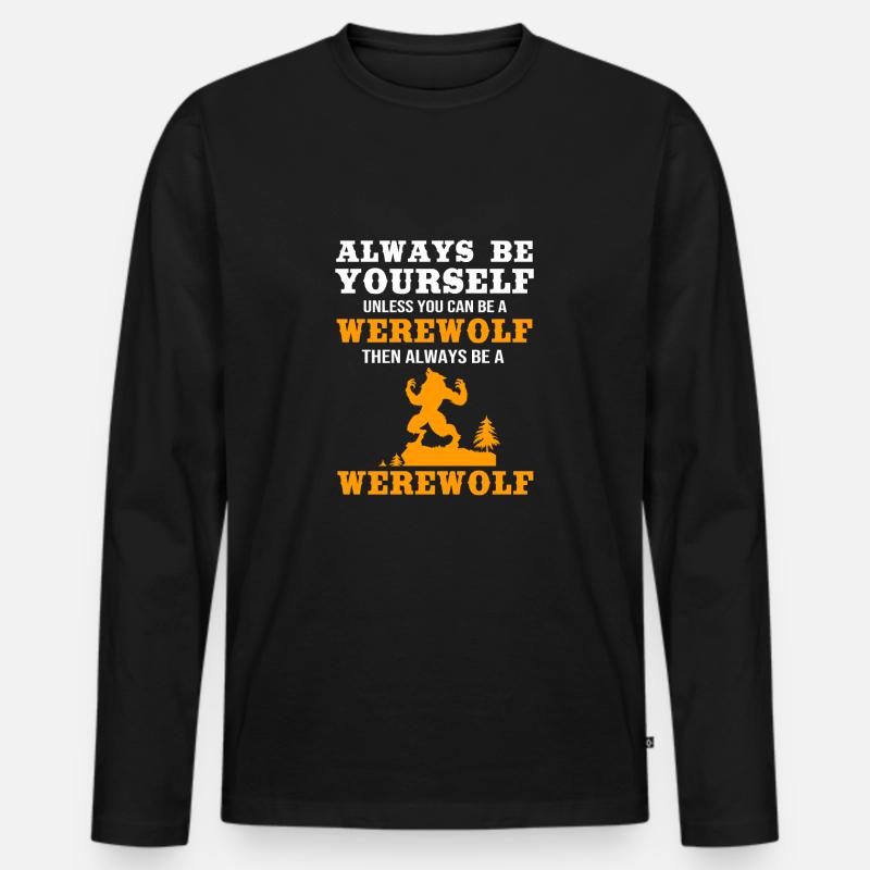 Werwolf - Männer Premium Bio Langarmshirt - Schwarz